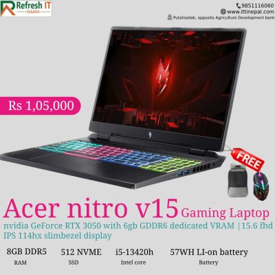 Acer Nitro V15 2023 i5 13420H | RTX 3050 6GB | 8GB RAM | 512GB SSD | 15.6″ FHD 144Hz display